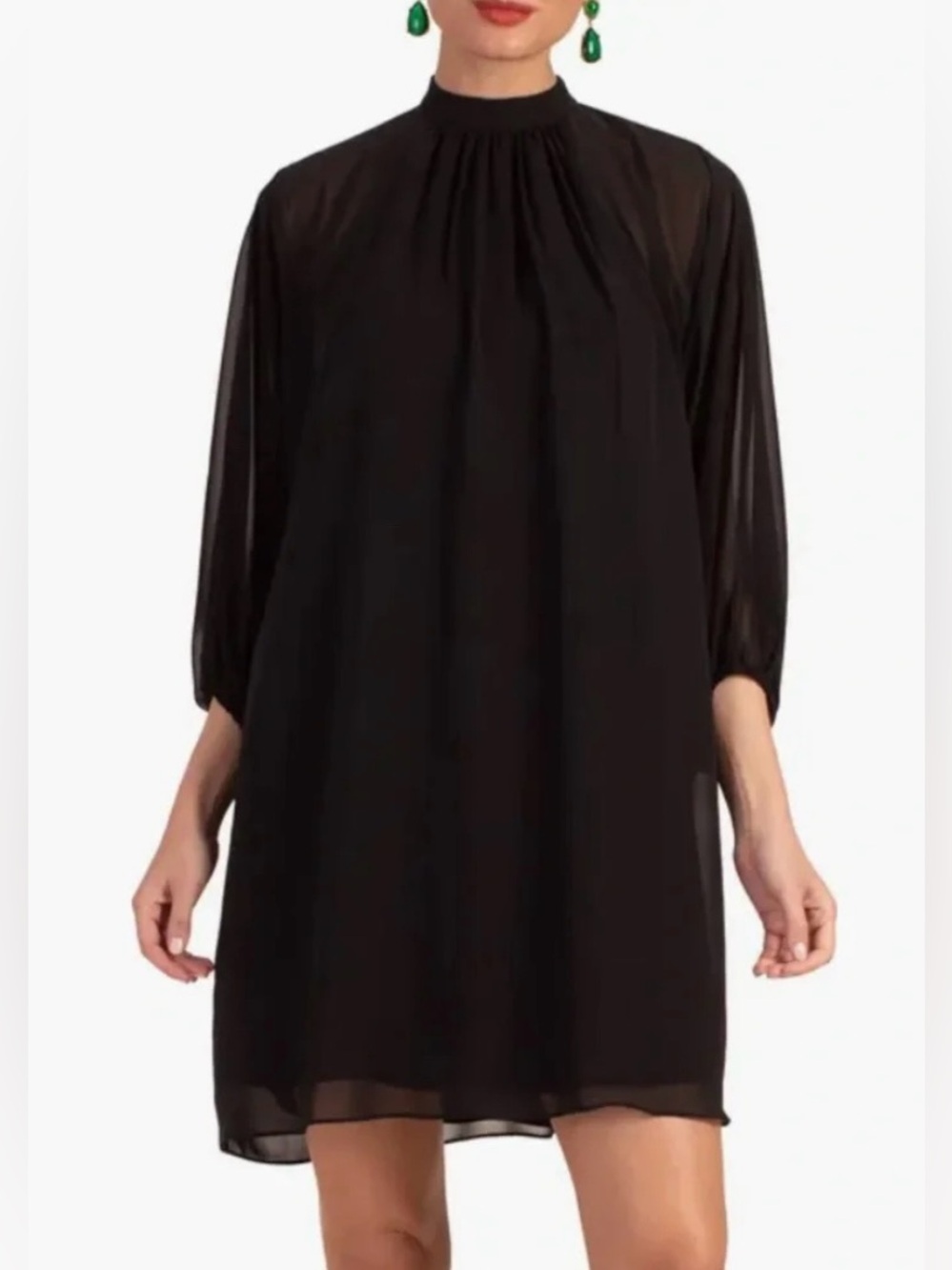 NWT Trina Turk Black Rhyme Chiffon Shift Dress XL
